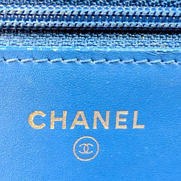 Chanel Bright Blue Boy Patent Leather Wallet On Chain (WOC) - Picture 12 of 16